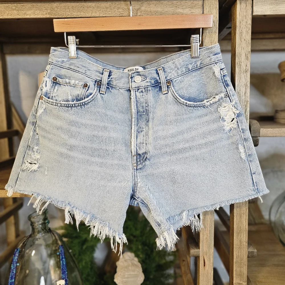 Anthropologie AGOLDE Parker Denim Long Shorts Sz 30 100% Organic Cotton - Picture 11 of 12